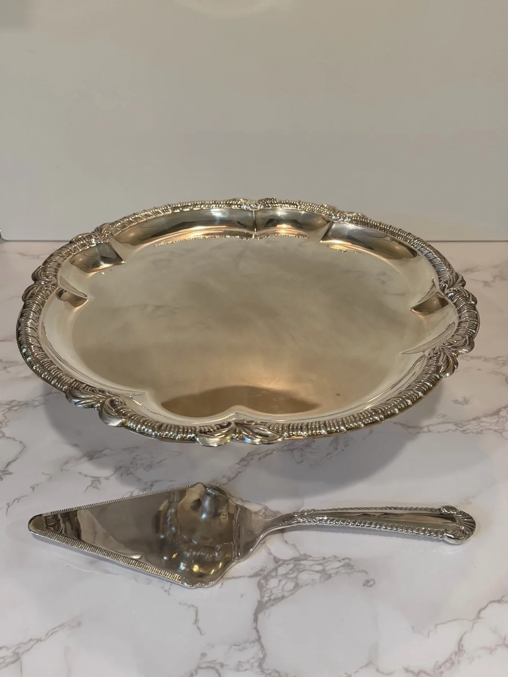 Vintage Silver Plated Pedestal Cake Stand w/ Server by Royal Gallery of Silver